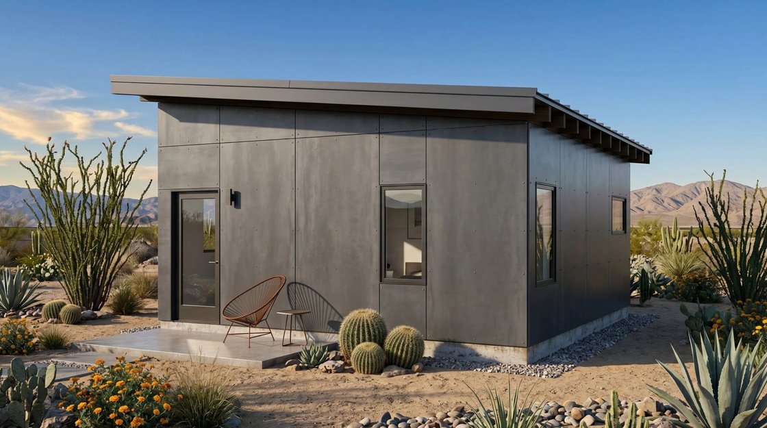 ADU MaxSpace Homes, acabado metálico